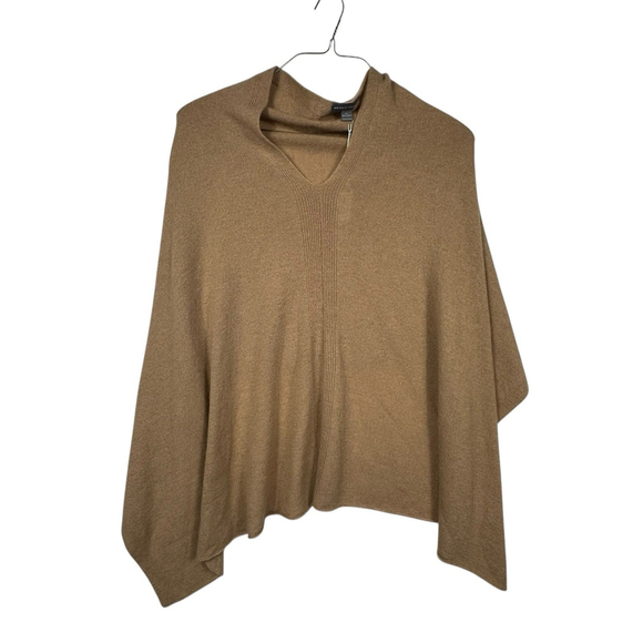 Amicale Cashmere One Size Cashmere Poncho Women's Tan - Picture 2 of 6